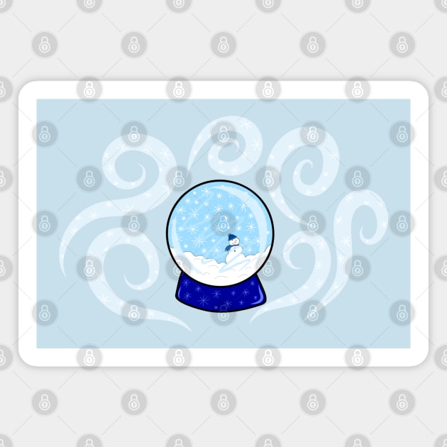 Wintery Blue Snowman Snow Globe, made by EndlessEmporium Magnet by EndlessEmporium